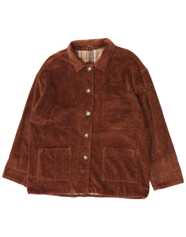 Vintage mujer chaqueta de pana de gran tamaño Reino Unido 16 algodón marrón grande