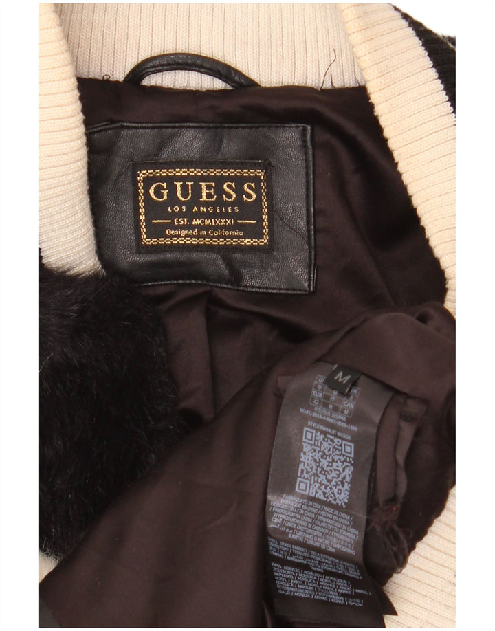 GUESS Chaqueta bomber de piel sintética para mujer Reino Unido 14 Acrílico color beige medio