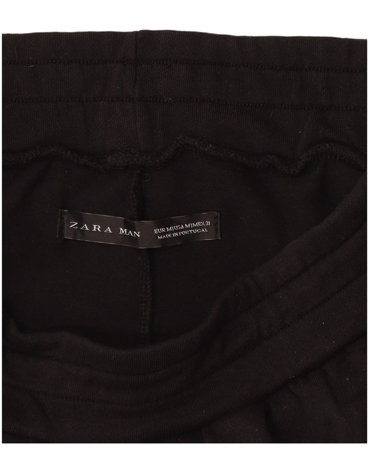 Zara Hombre Shorts Deportivos Gráficos Algodón Negro Mediano