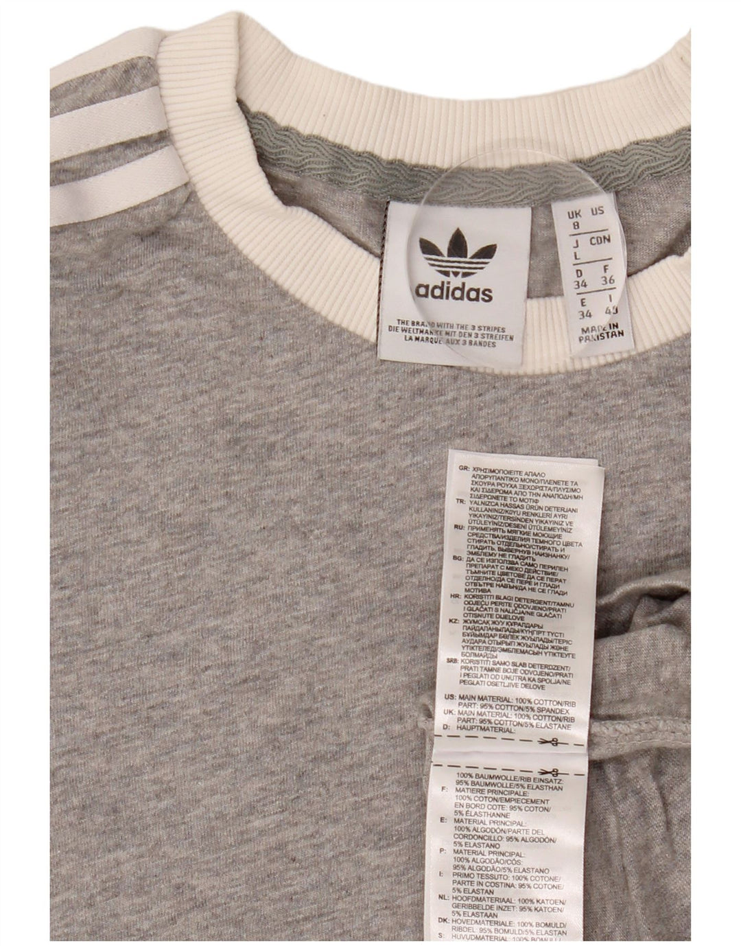 ADIDAS Camiseta para mujer Top UK 8 Pequeño Algodón moteado gris