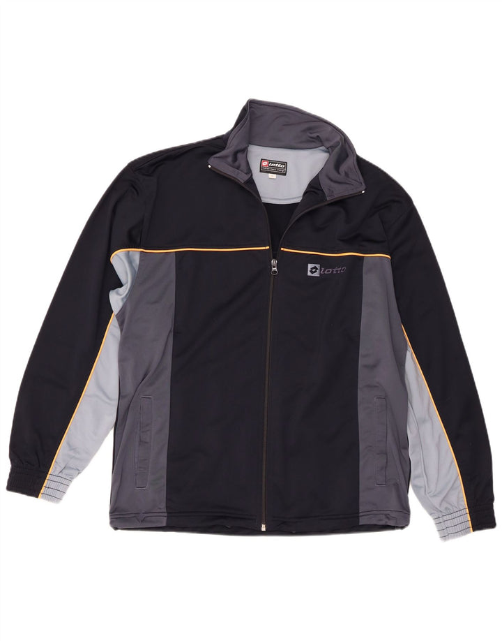 Lotto Hombre Chándal Top Chaqueta Mediana Azul Marino Colorblock Deportes