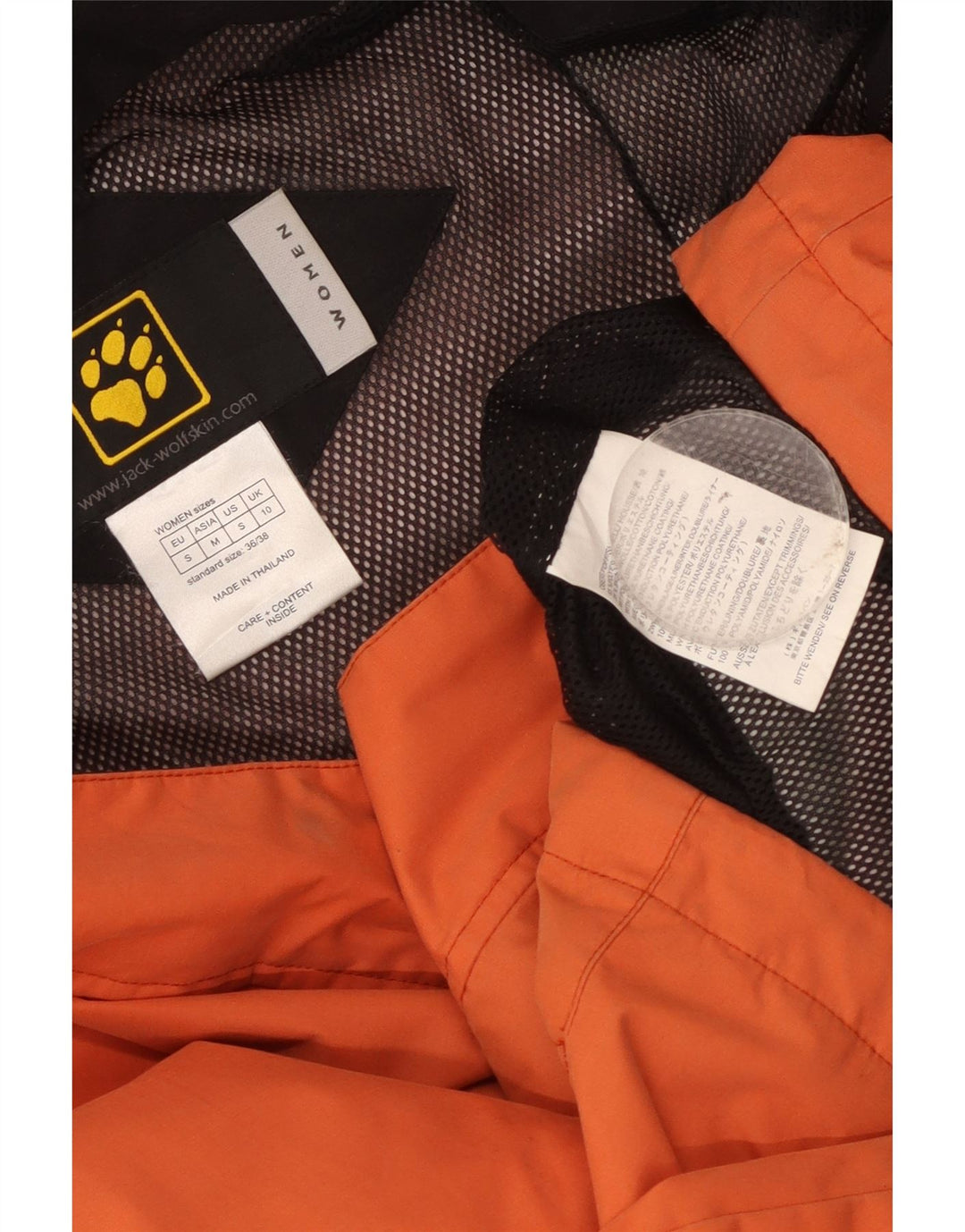 Jack Wolfskin Chaqueta cortavientos con capucha para mujer UK 10 Small Naranja Poliéster