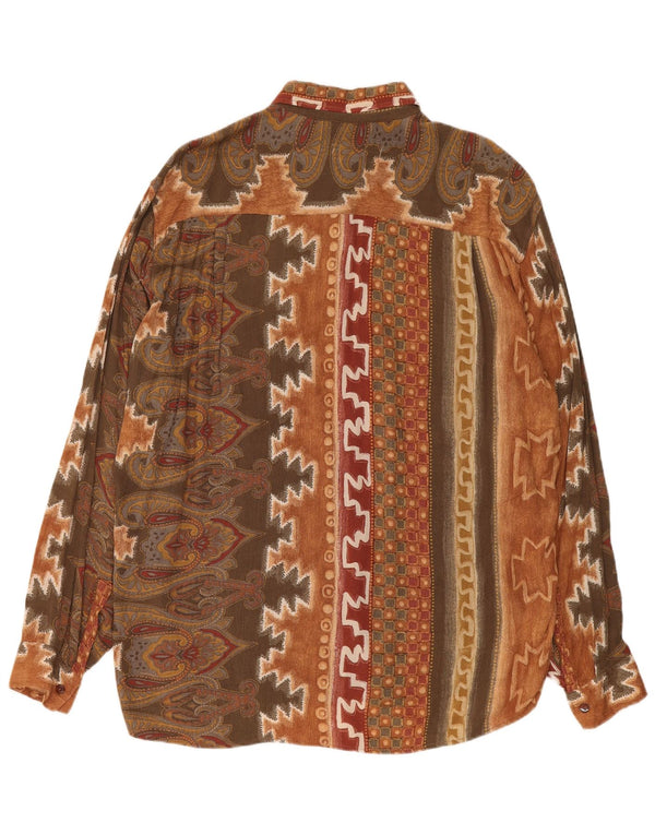 Touche Camisa Hombre XL Marrón Geométrico Viscosa Azteca