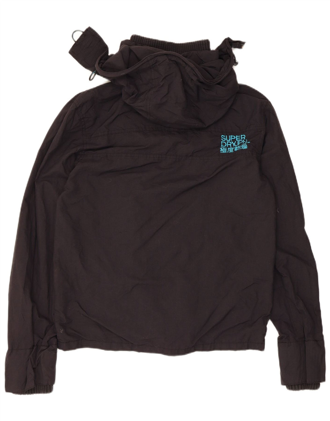 Superdry Chaqueta impermeable con capucha para hombre UK 36 Small Black Nylon