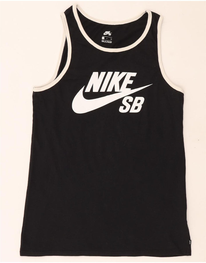 NIKE Hombre Graphic Vest Top Pequeño Algodón Negro