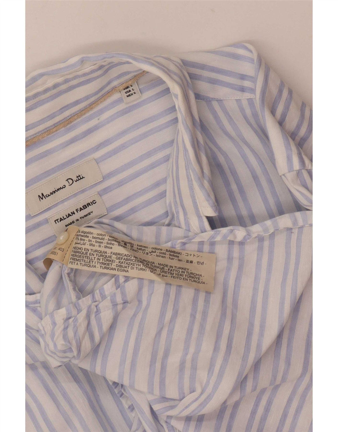Camisa Massimo Dutti Hombre Large Algodón Rayas Azul