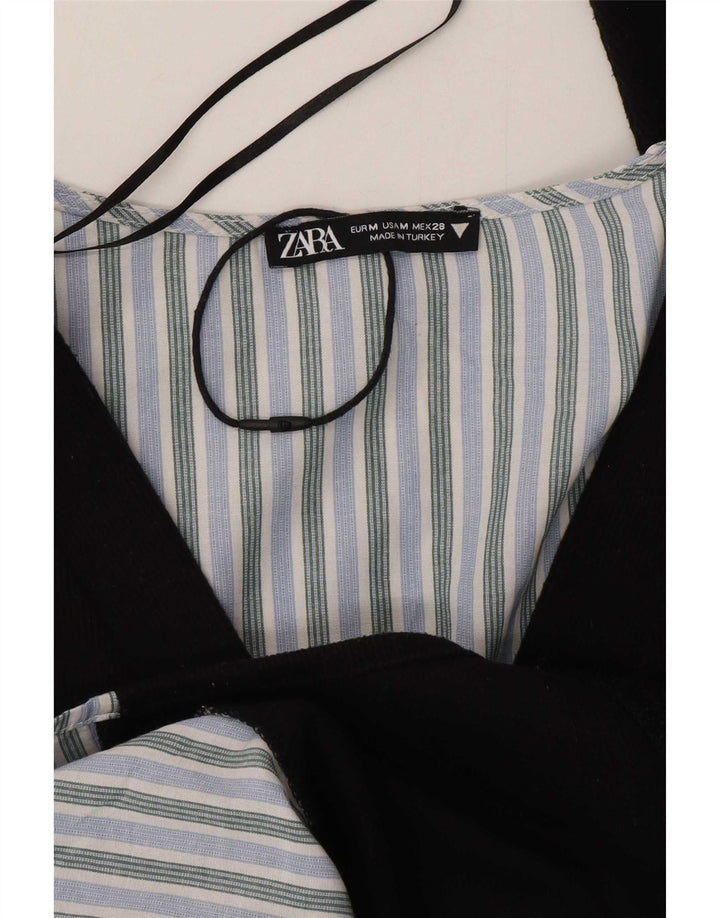 Zara Blusa Camisa Mujer UK 44 Mediana Algodón Rayas Negras