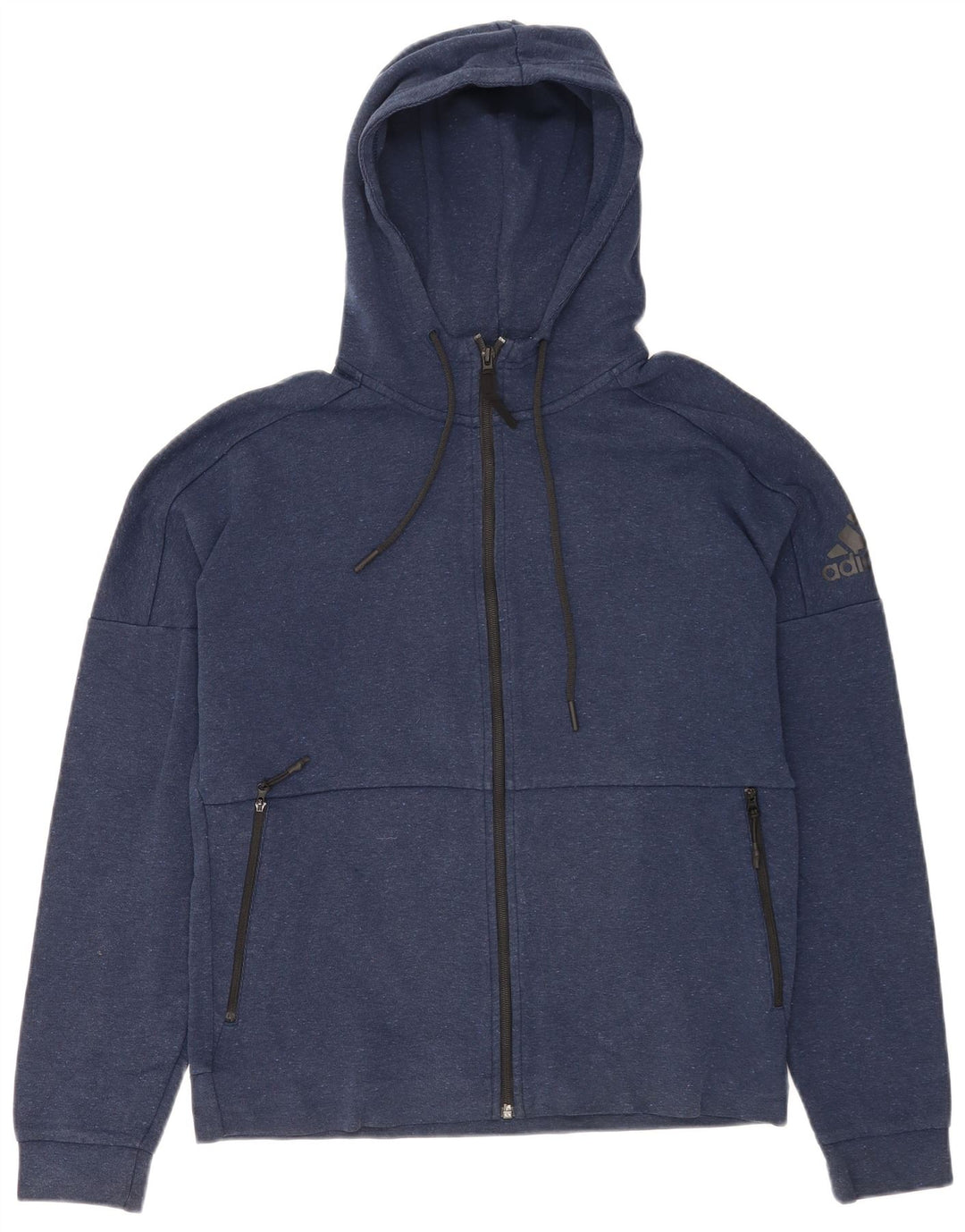 Adidas Hombre Zip Sudadera Con Capucha Suéter Medio Azul Marino Moteado