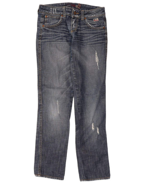 Roy Rogers Jeans rectos desgastados para mujer IT 42 Medium W28 L30 Azul