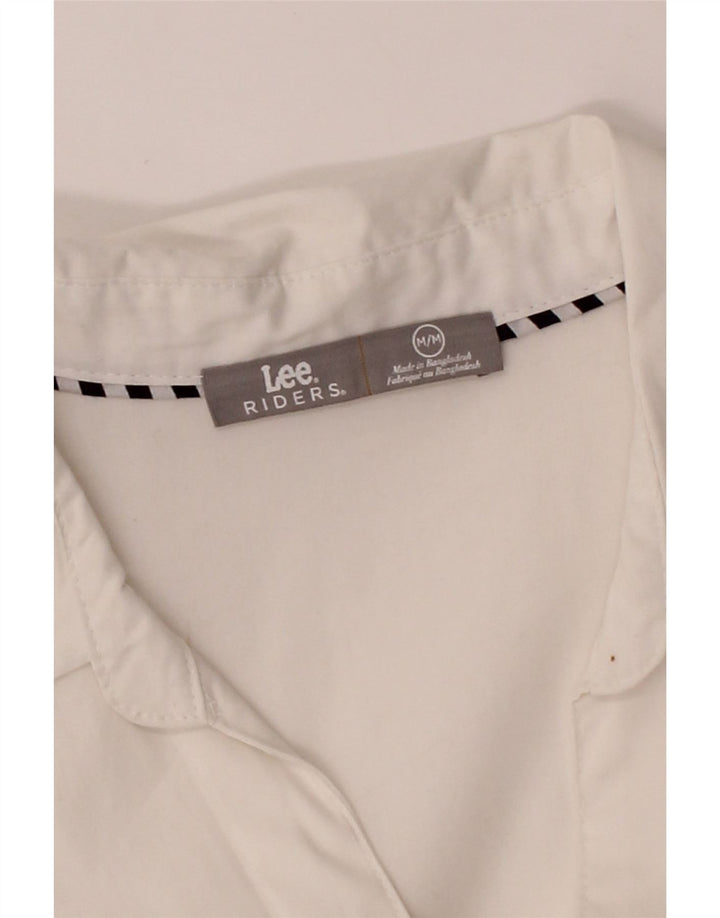 LEE Womens Riders 3/4 Sleeve Shirt UK 14 Medium White Cotton Vintage Lee and Second-Hand Lee from Messina Hembry 