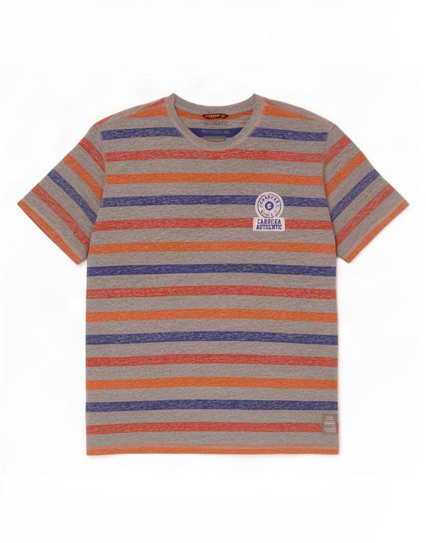 Carrera Camiseta Hombre Top XL Algodón Rayas Multicolor