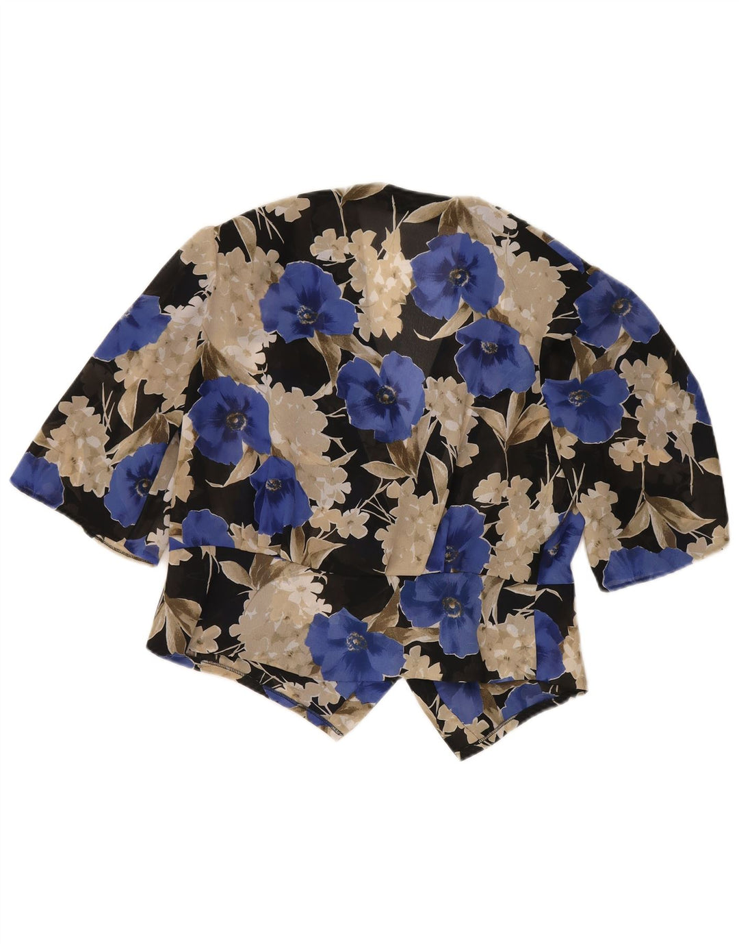 Vintage mujer manga corta Blazer chaqueta Reino Unido 14 grande azul floral