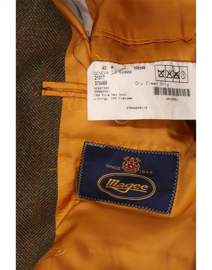 Magee Chaqueta tipo blazer de 2 botones para hombre UK 42 XL Lana a cuadros marrón
