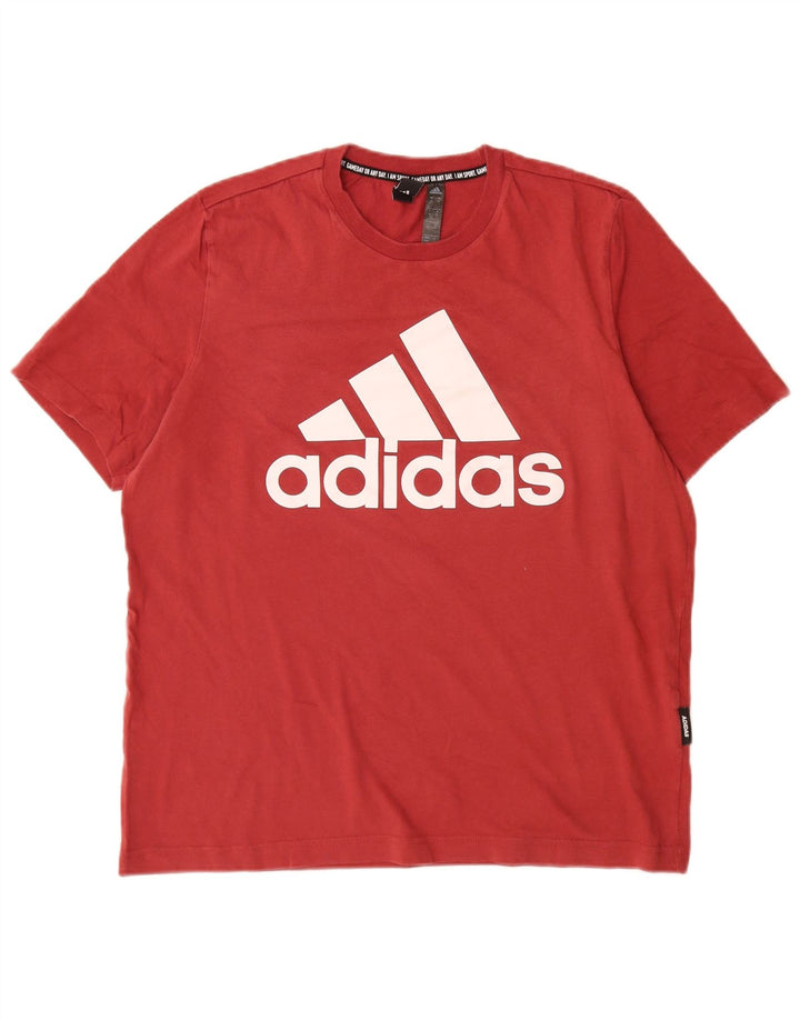 Adidas - Camiseta gráfica para hombre, color rojo medio, algodón