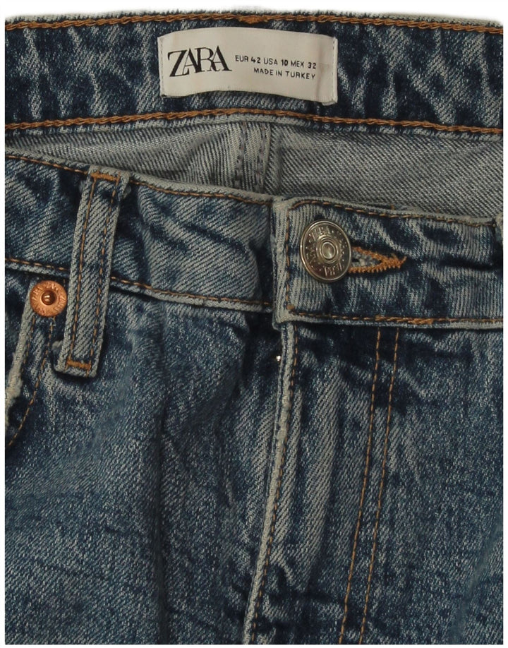 ZARA Vaqueros rectos desgastados para mujer EU 42 Large W32 L27 Azul