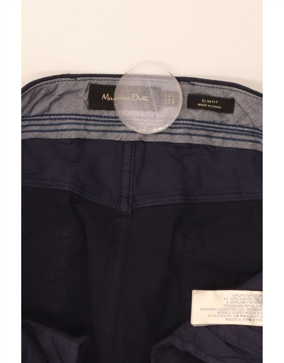 MASSIMO DUTTI Pantalones casuales ajustados para hombre EU 42 Large W32 L31 Azul marino
