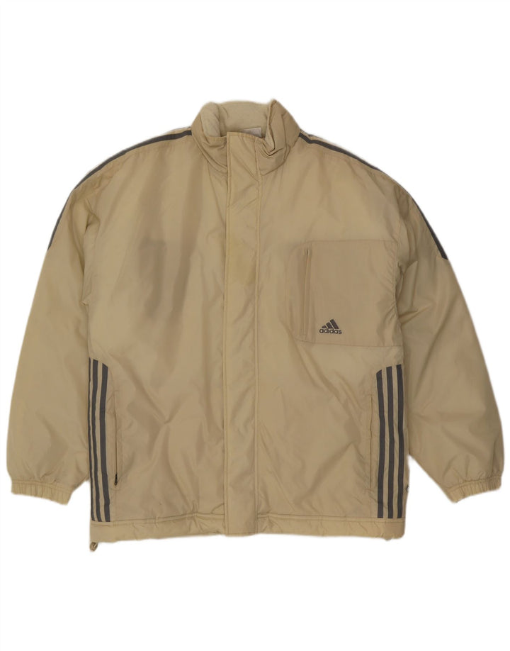 Adidas Chaqueta acolchada holgada para hombre UK 40/42 Poliéster beige medio