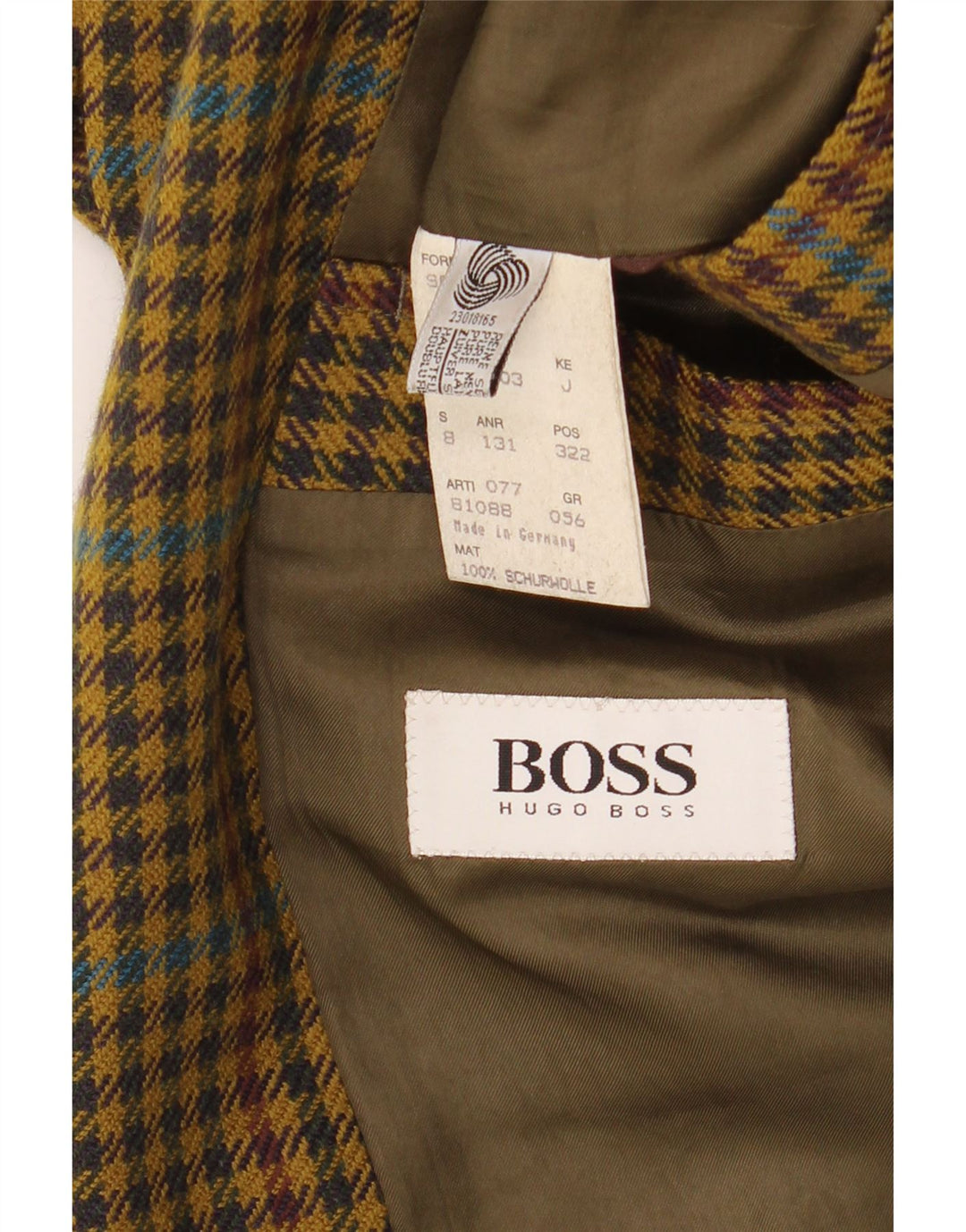 HUGO BOSS Chaqueta tipo blazer de 2 botones para hombre EU 56 3XL Pata de gallo amarilla
