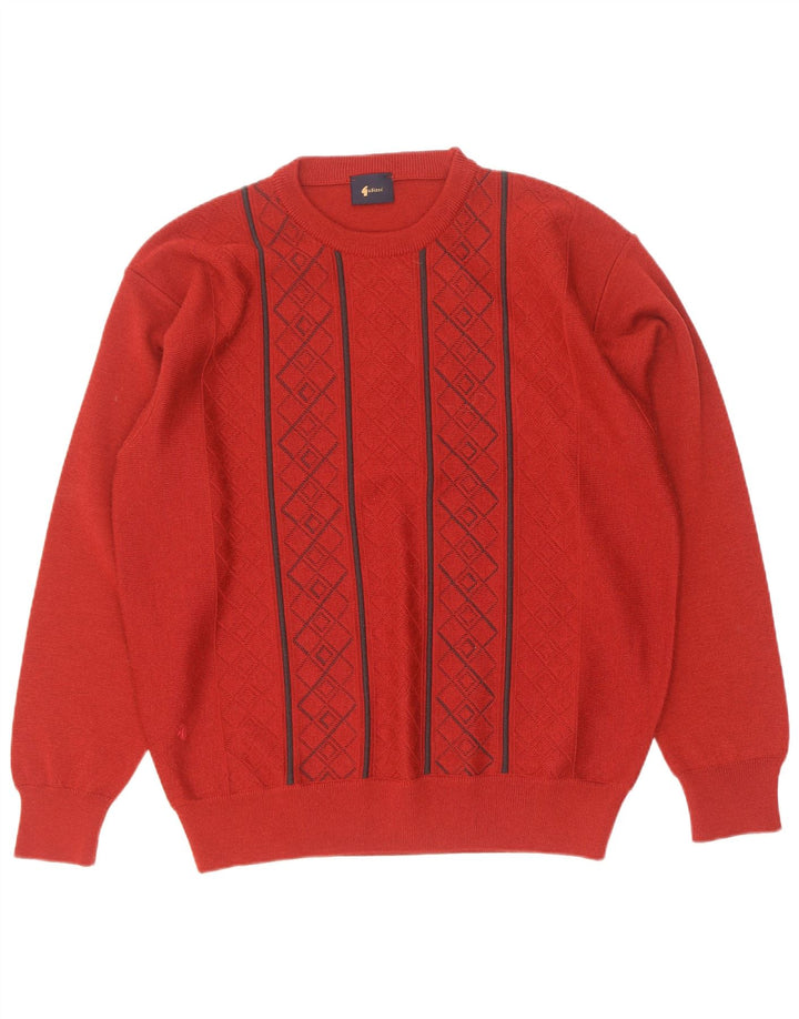 Gabicci Jersey De Cuello Redondo Para Hombre Suéter De Lana Rojo Argyle/Diamond Grande