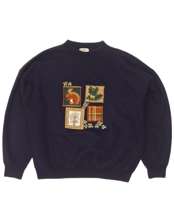 Acorn - Sudadera extragrande con estampado gráfico para mujer, talla 10, color azul marino