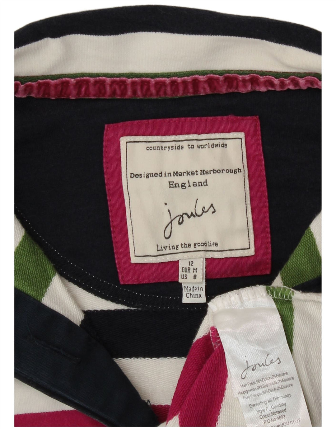 Joules - Sudadera para mujer, talla 40, tamaño mediano, multicolor, a rayas