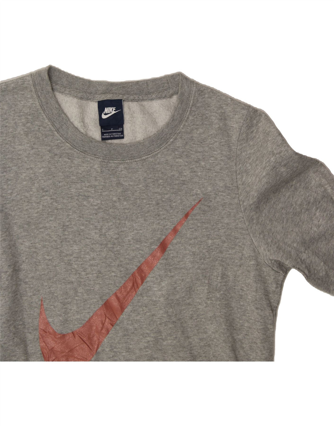 NIKE Womens Graphic Sweatshirt Jumper UK 10 Small Grey Cotton Vintage Nike and Second-Hand Nike from Messina Hembry 