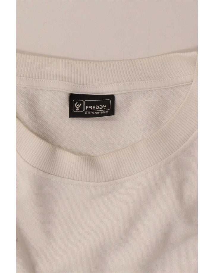 Freddy - Sudadera corta extragrande para mujer, talla 40, tamaño mediano, color blanco