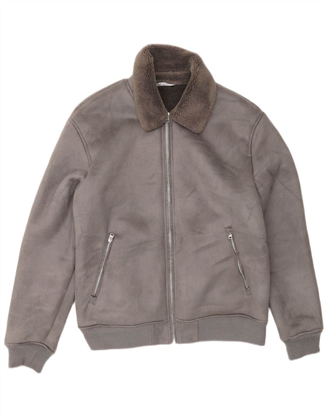 Zara Chaqueta Sherpa Hombre UK 42 XL Poliéster Gris