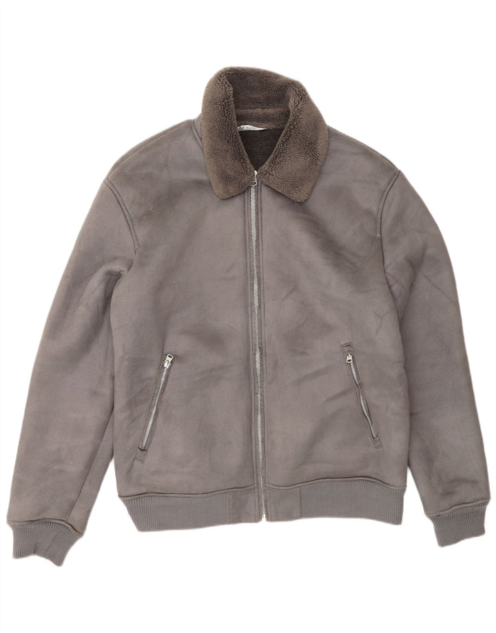 Zara Chaqueta Sherpa Hombre UK 42 XL Poliéster Gris