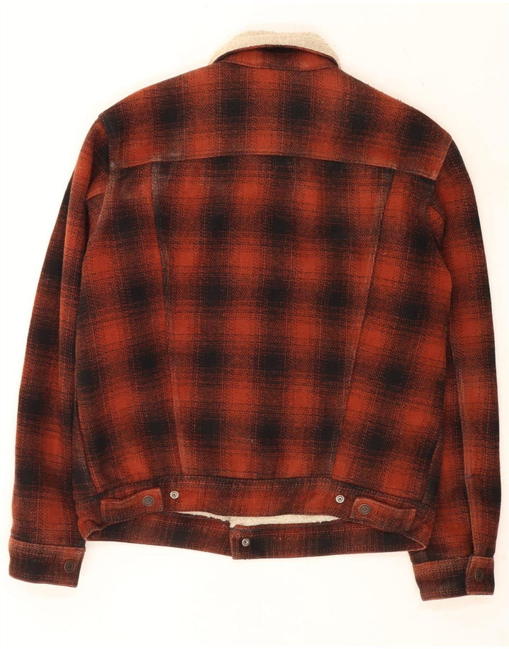 Levi's Chaqueta Sherpa para hombre UK 38 Poliéster a cuadros rojos medianos