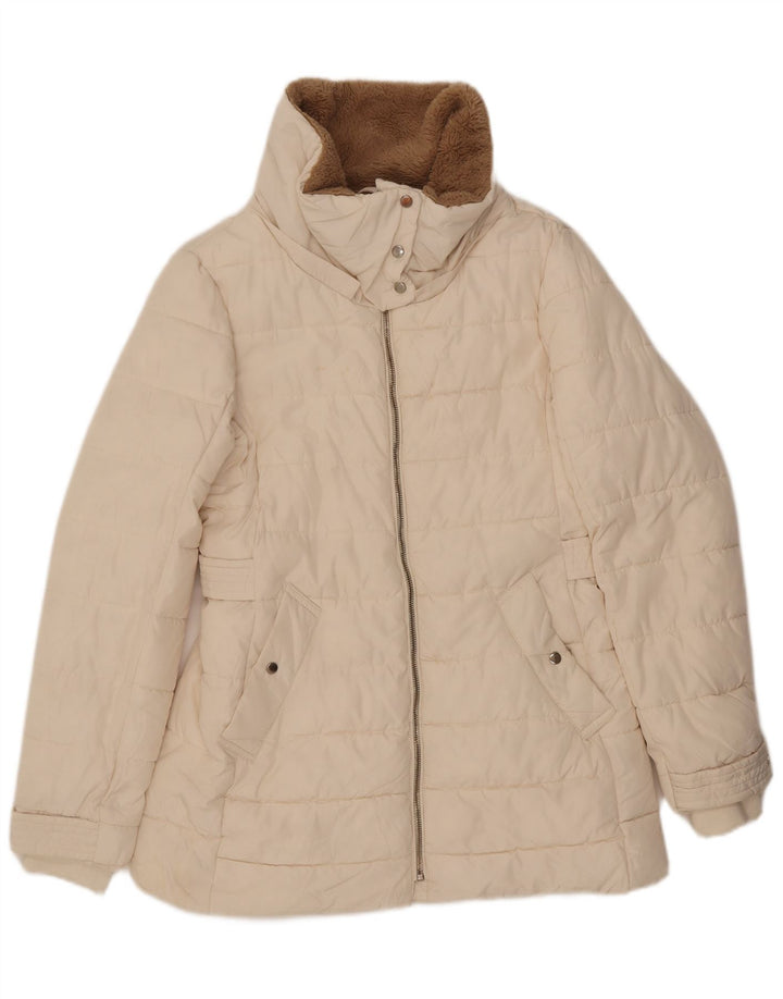 Zara Mujer Chaqueta Acolchada Extragrande UK 10 Small Poliéster Blanco