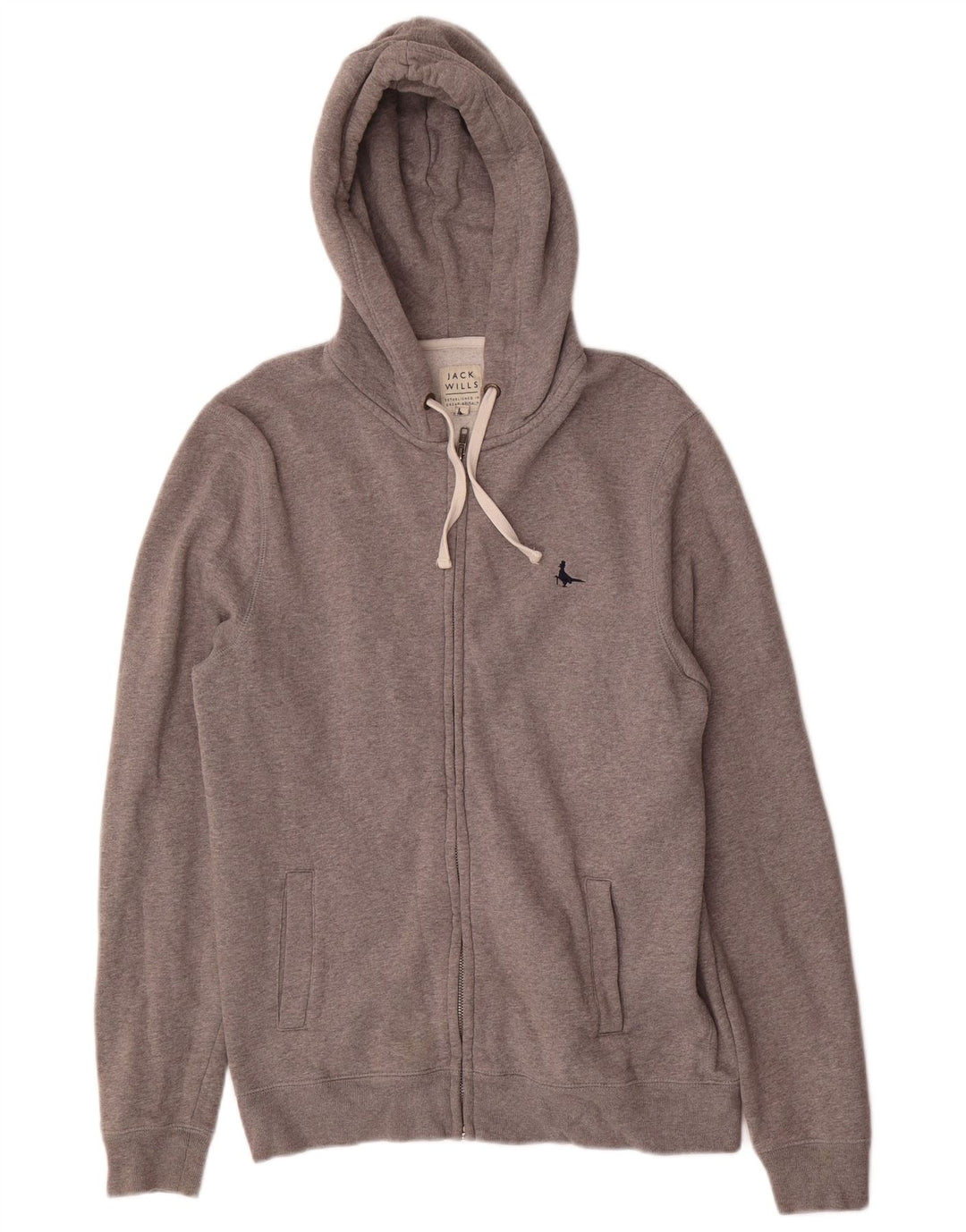 Jack Wills Sudadera con capucha y cremallera para hombre de algodón moteado gris medio