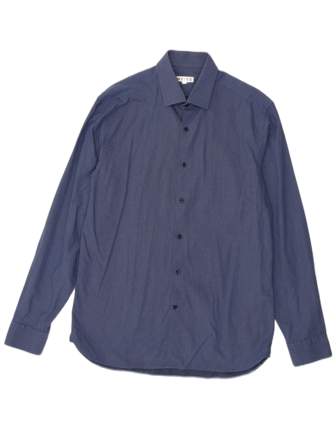 Camisa REISS para hombre grande de algodón con lunares azul marino