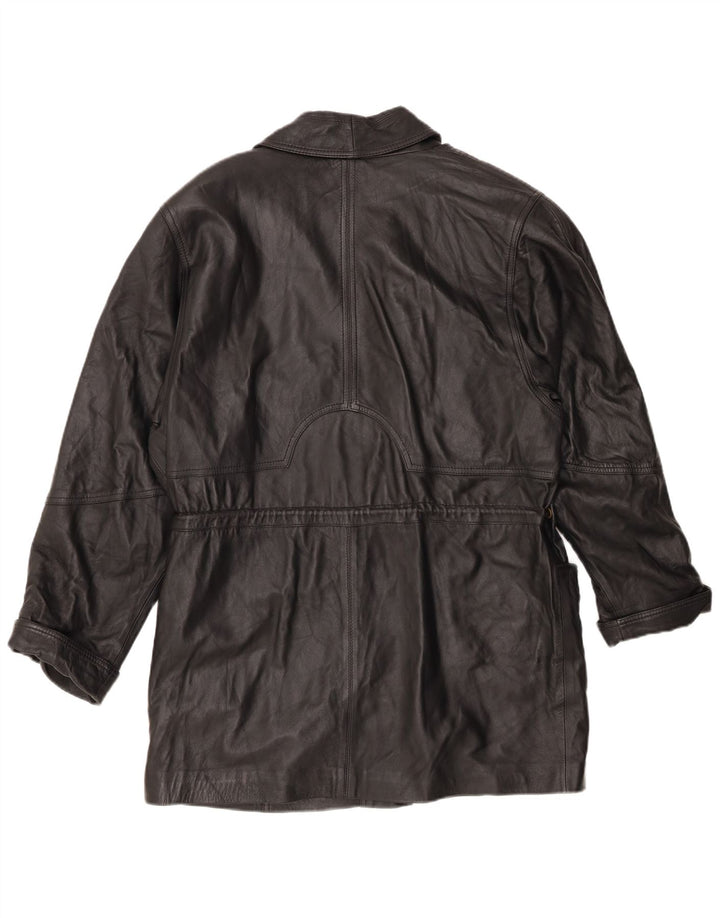 Vintage mujer cuero abrigo EU 44 XL cuero negro