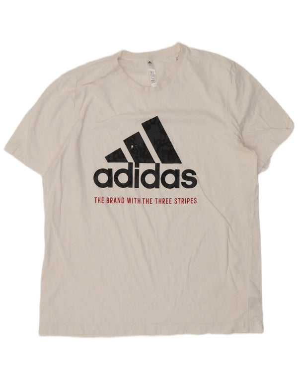 Adidas - Camiseta gráfica para hombre, talla grande, algodón blanco