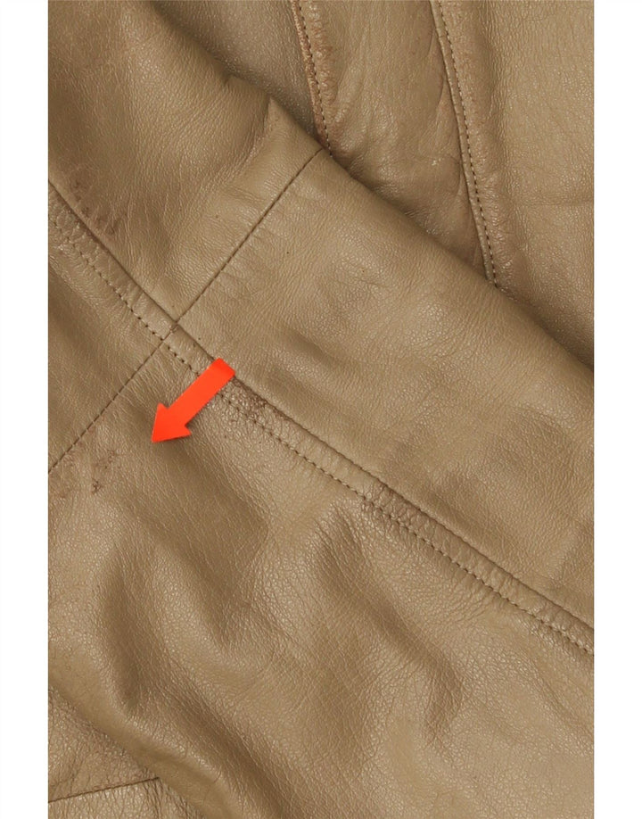 Chaqueta de cuero vintage para hombre IT 50 marrón grande