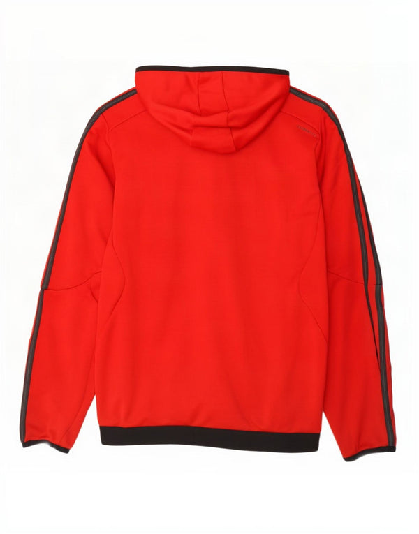 Adidas Hombre Climalite Zip Sudadera Con Capucha Suéter Medio Rojo Colorblock Poliéster