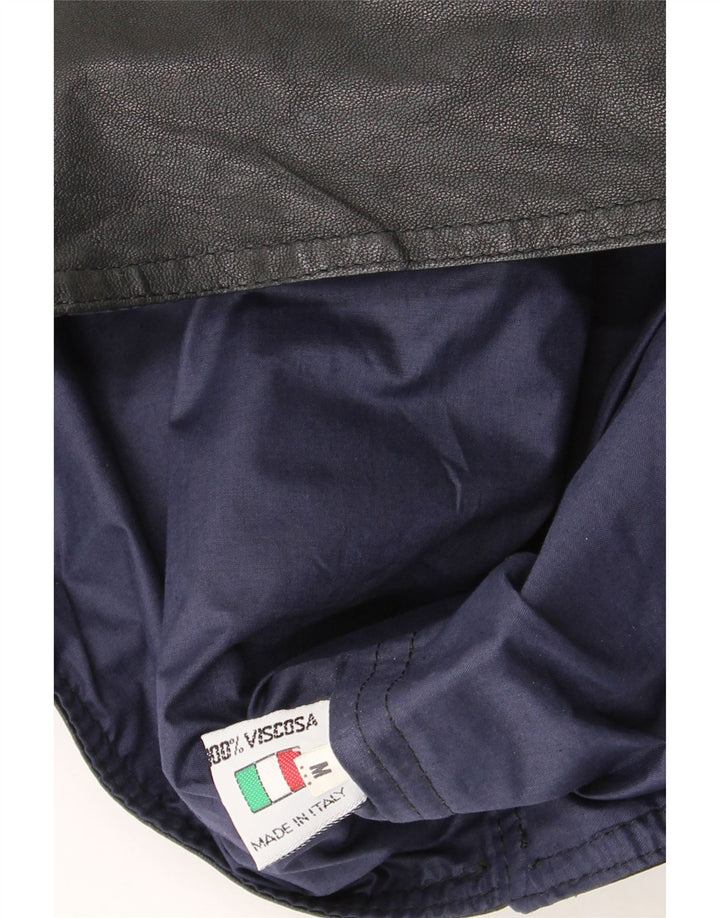 Chaleco de cuero vintage para hombre cuero negro medio