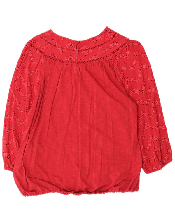 FAT FACE Blusa de manga 3/4 para mujer UK 44 Grande Algodón floral rojo