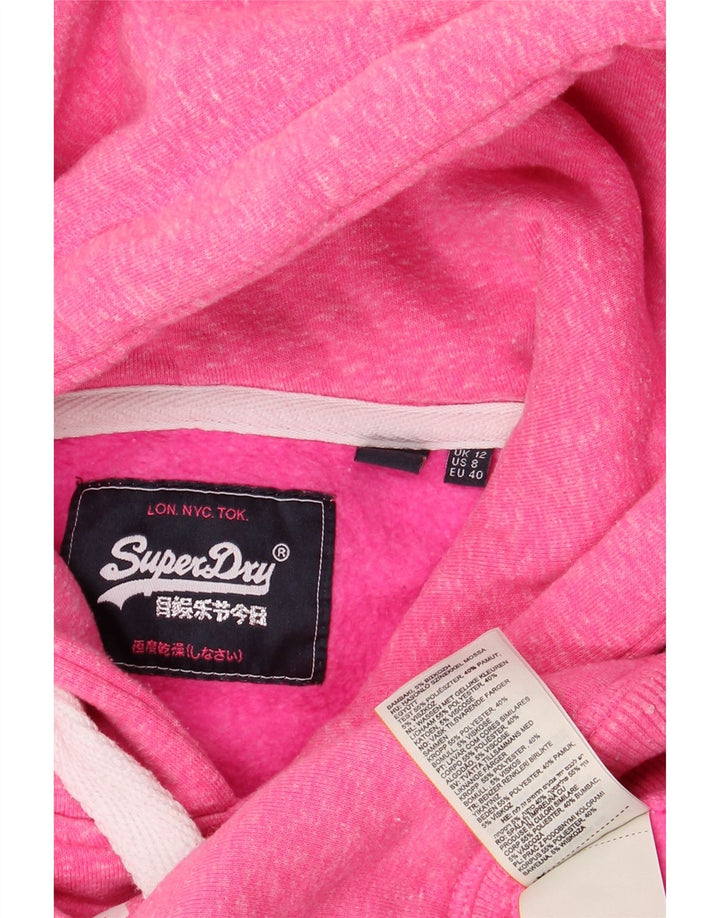 SUPERDRY Womens Graphic Hoodie Jumper UK 12 Medium  Pink Polyester