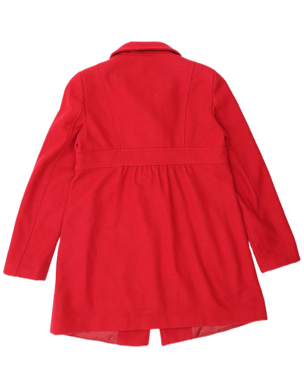 Benetton Abrigo Cruzado Mujer UK 44 Lana Roja Mediana