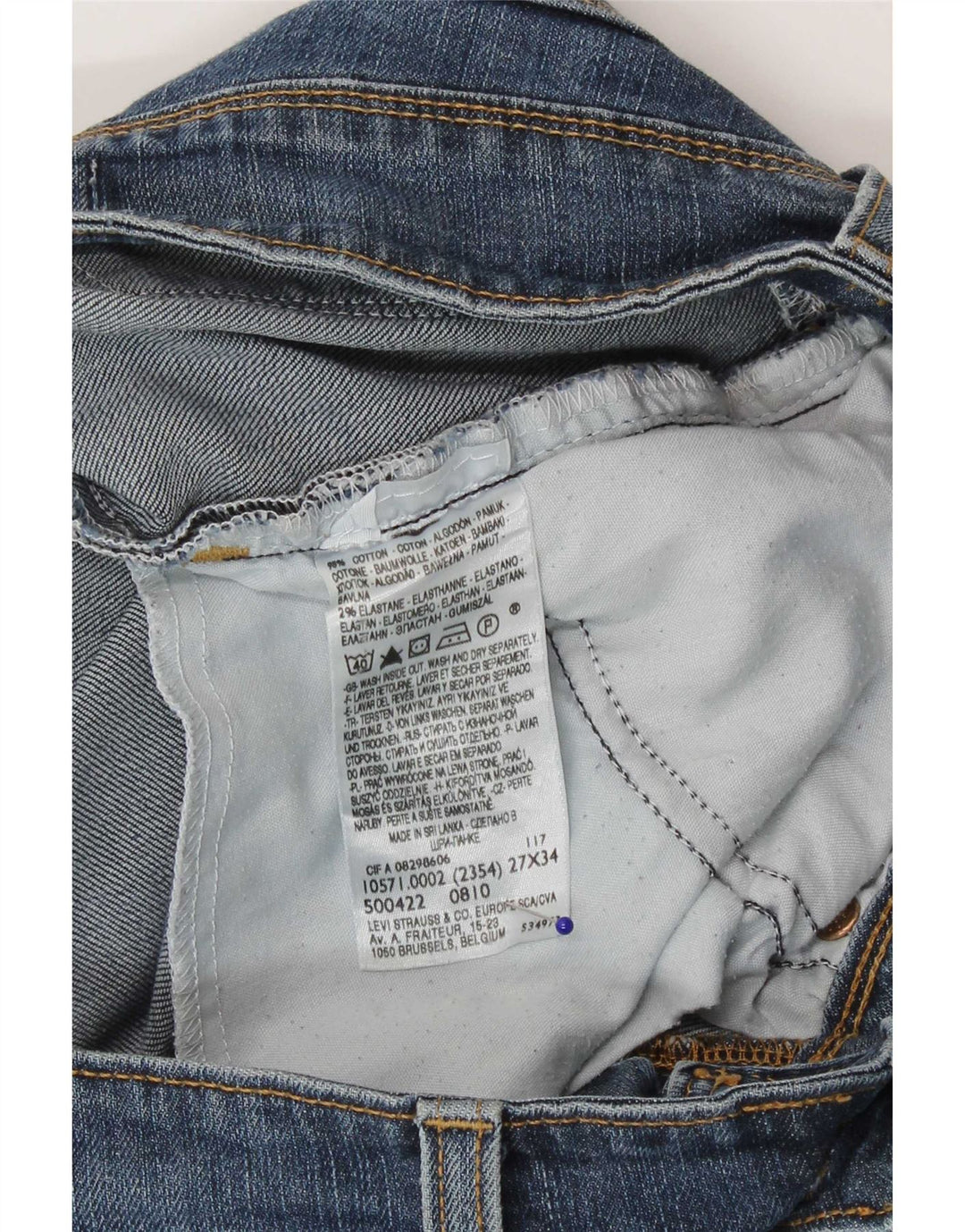 Levi's Mujer 571 Slim Jeans W27 L34 Algodón Azul