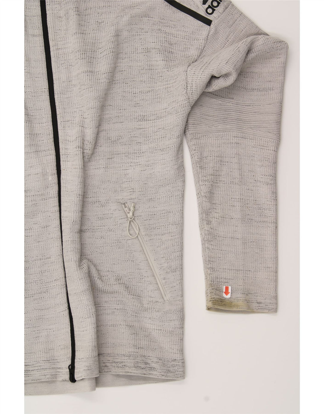 ADIDAS Mens Zip Hoodie Sweater Medium Grey Flecked Polyester Vintage Adidas and Second-Hand Adidas from Messina Hembry 