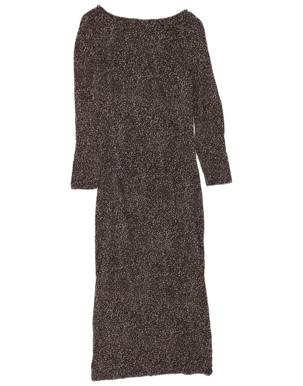 Oasis Vestido ajustado de manga larga para mujer UK 6 XS Viscosa con estampado animal gris