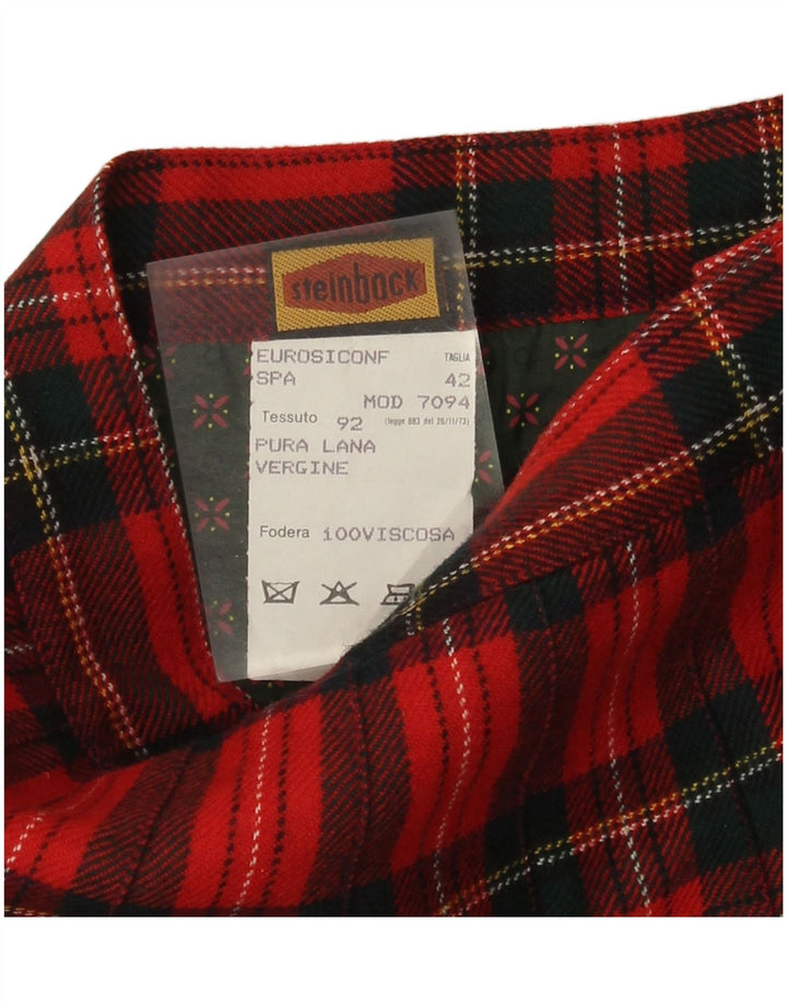Steinbock Falda cruzada de cintura alta para mujer IT 42 Medium W26 Lana a cuadros rojos