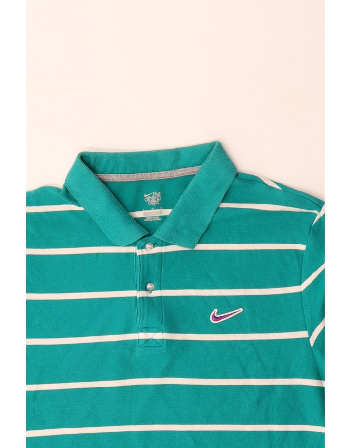NIKE Polo para hombre de algodón a rayas azules grandes