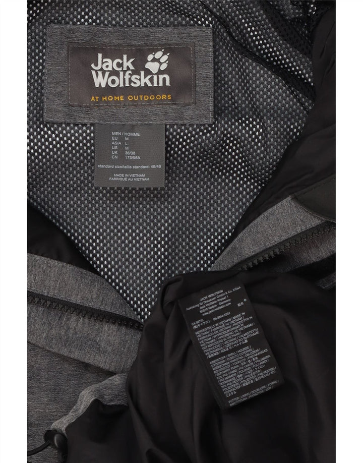 Jack Wolfskin Chaqueta impermeable con capucha para hombre UK 36/38 Poliamida gris medio