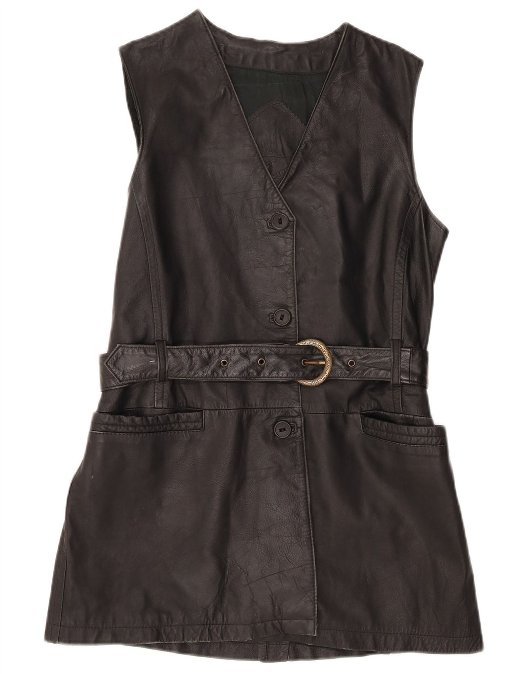 Chaleco de cuero para mujer Oltremoda IT 42 Cuero negro mediano