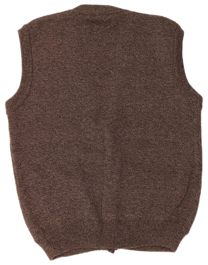 VINTAGE suéter cárdigan sin mangas para hombre marrón medio Fair Isle