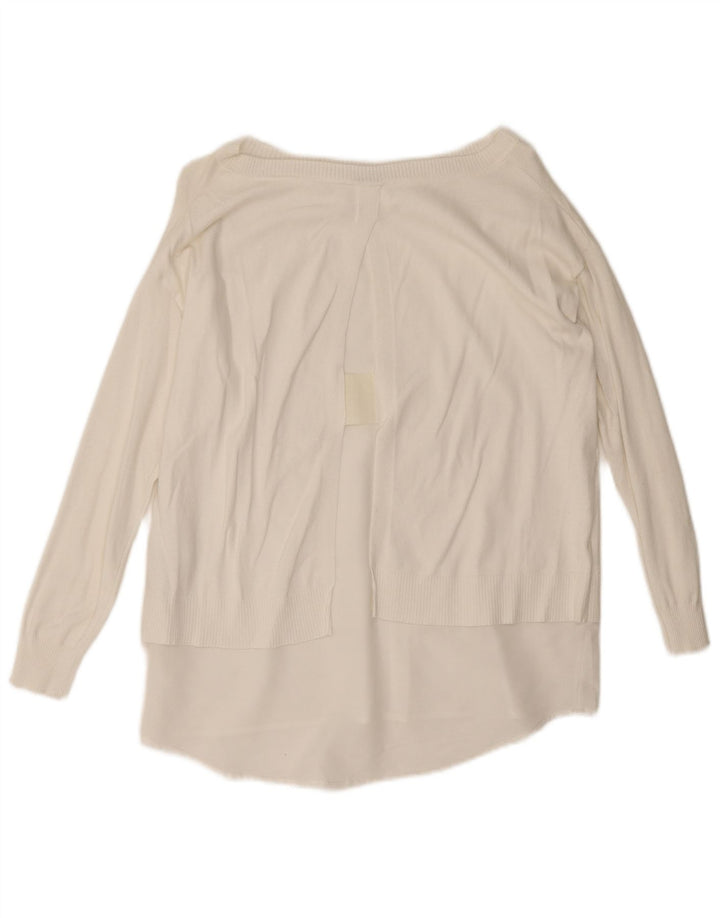 Marella Suéter tipo jersey para mujer con cuello barco UK 12 Medium White Viscosa